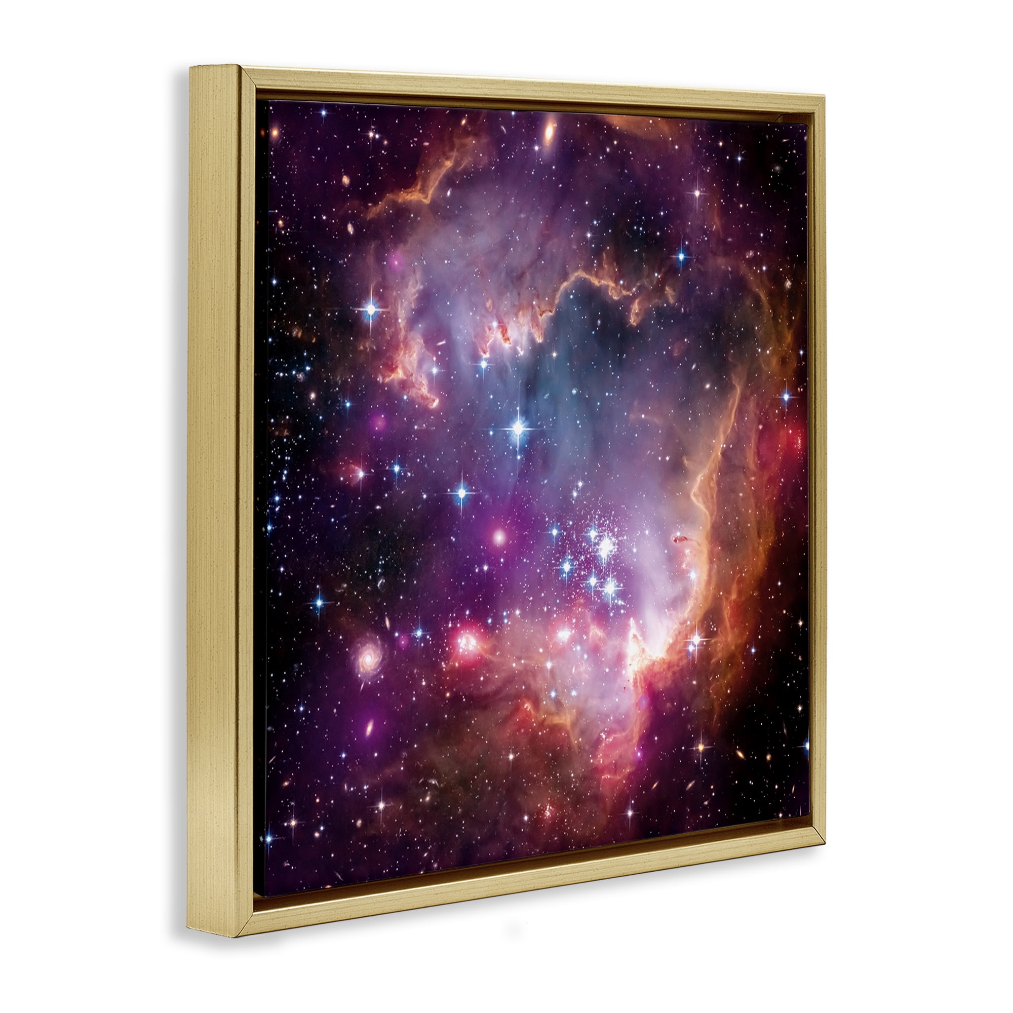 Stupell Industries Cloud Galaxy with Stars Astrology & Stars Painting Gold Floater Framed Canvas Art Print Wall Art, 18 x 18