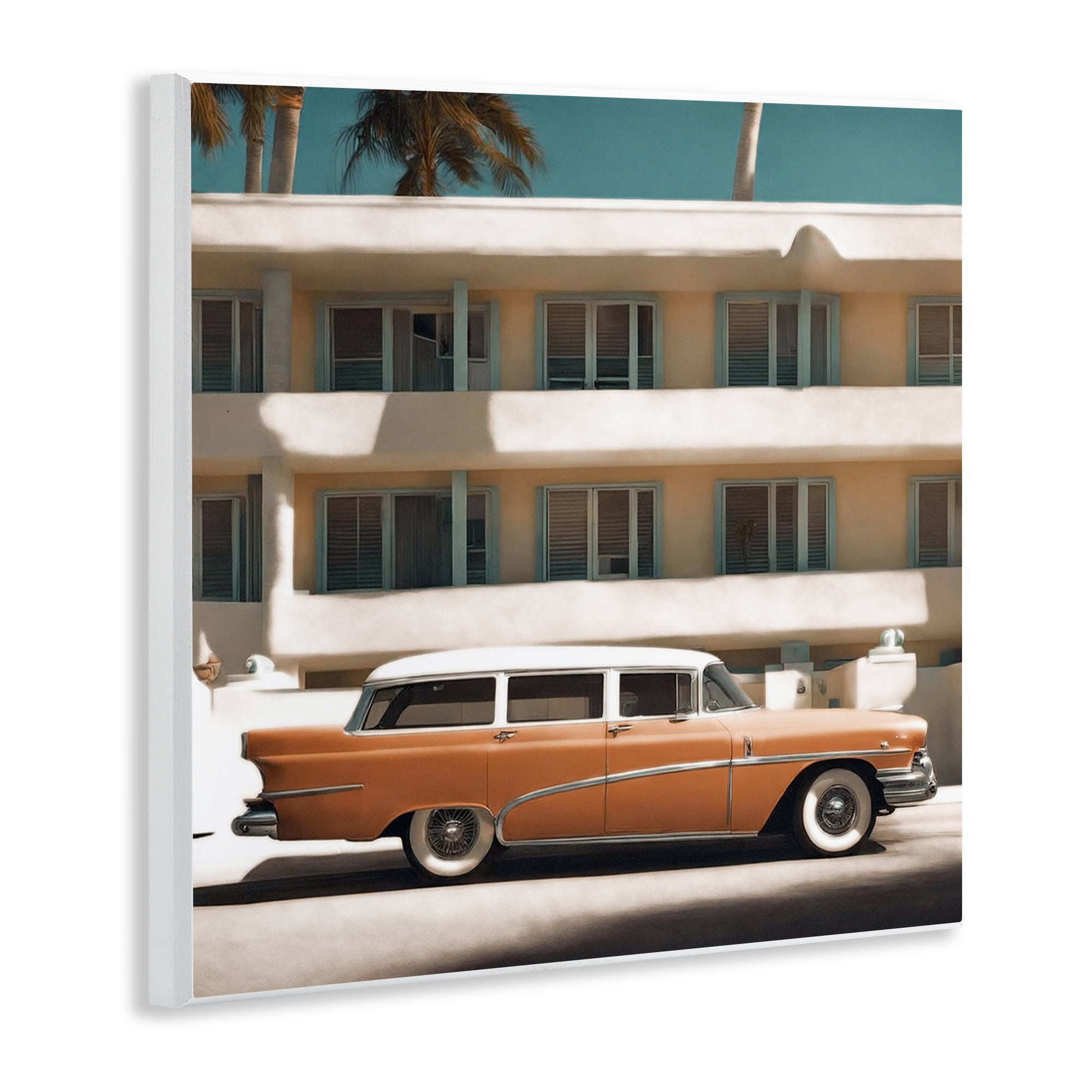 Stupell Industries Antique Car in Miami Transportation Painting Unframed Art Print Wall Art, 12 x 12