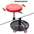 thumbnail image 3 of Torin Atrhl6201B Asiento De Garaje/Taller Con Ruedas Neumáticas De Alta Resistencia: Taburete Mecánico Acolchado Ajustable Con Bandeja De Almacenamiento Para Herramientas, Color Rojo, 3 of 5