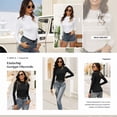 thumbnail image 3 of Vafful 2PCS Women's Long Sleeve T Shirt Mock Neck Slim Tops for Womens Fitted Ribbed Pullovers Tee Top S-XL, 3 of 7