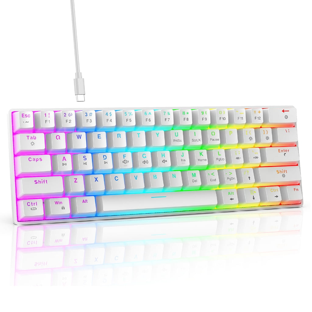 V900 Mechanical Keyboard With 61Keys, Color Lighting Effects Hot Swappable Switches For Gaming And Typing