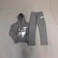 thumbnail image 2 of Traje de sudadera con capucha holgada con estampado de letras de High Street para hombres y mujeres para parejas, 2 of 5