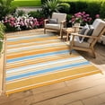 thumbnail image 2 of Garvee 9x12ft Waterproof Outdoor Rugs Modern Striped Straw Rugs for Patio, Reversible UV-Resistant Plastic Outdoor Camping Rugs Carpet for Porch, Deck, Backyard, Balcony, Orange, 2 of 6