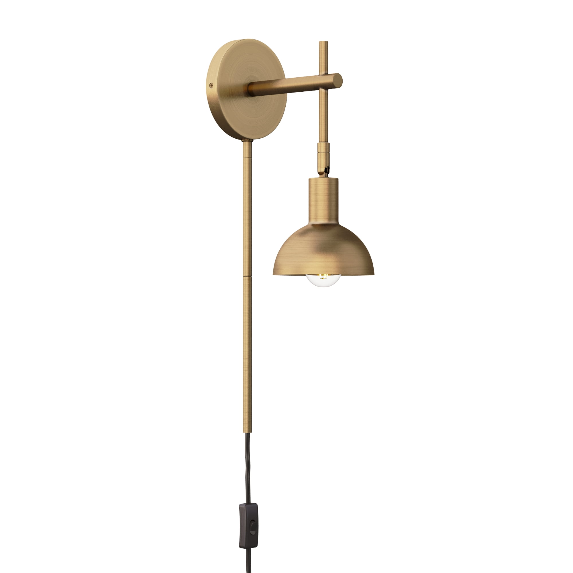 Nathan James Tamlin Brass Wall Mounted Sconce 1-Light Fixture with Plugin and On/Off Switch