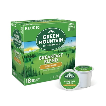Green Mountain Coffee Breakfast Blend Single-Serve Keurig K-Cup Pods, Light Roast Coffee, 18 Count