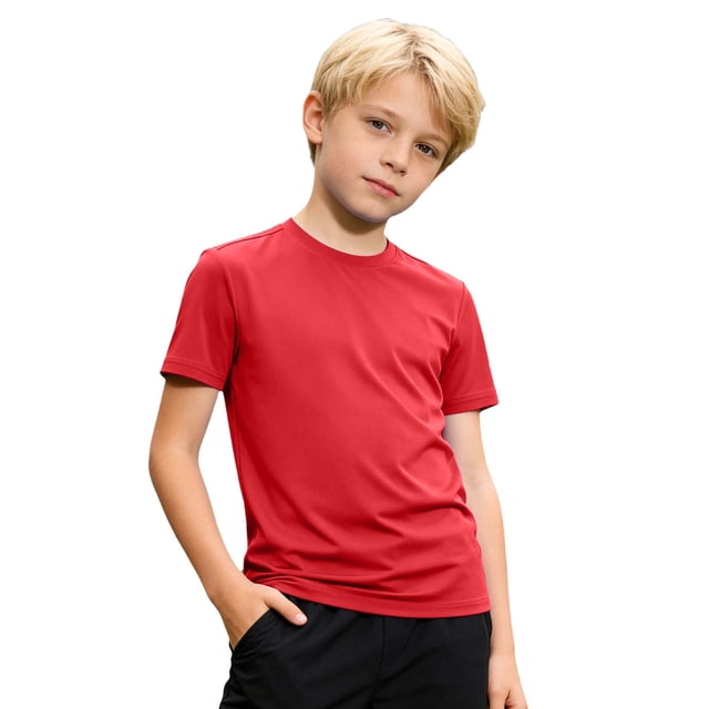 T-Shirts pour Enfants à Manches Courtes, Chandails Rouges pour Garçons, Col Rond, T-Shirts d'Été pour Garçons, T-Shirt Jeunesse 4-5 Ans