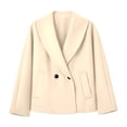 thumbnail image 4 of DHFJKG Womens Crop Pea Coat Jacket Shawl Collar Solid Color Casual Cropped Outerwear Lightweight Fall Winter Leisure Coat, 4 of 4