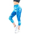 thumbnail image 4 of LAVA Tie Dye Leggings for Women High Waisted Butt Lifting Scrunch Yoga Pants Workout Textured Capri（Blue, XL), 4 of 7