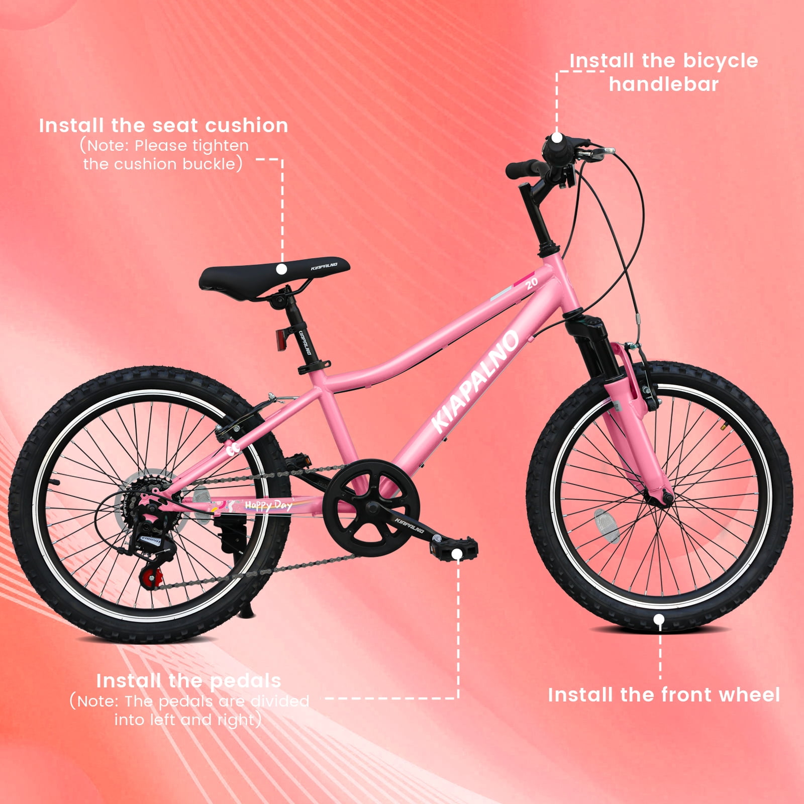 20 inch Mountain Bike, 7-Speed Adult Dual-Suspension Mountain Bicycle with Sturdy Steel Frame, Excellent Twist Shifting, Dual Handbrake & Adjustable Seat for Men Women
