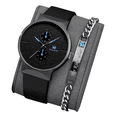 thumbnail image 1 of Set de Reloj para Hombre De Cuarzo De Negocios Pulsera, NEGRO, 1 of 5