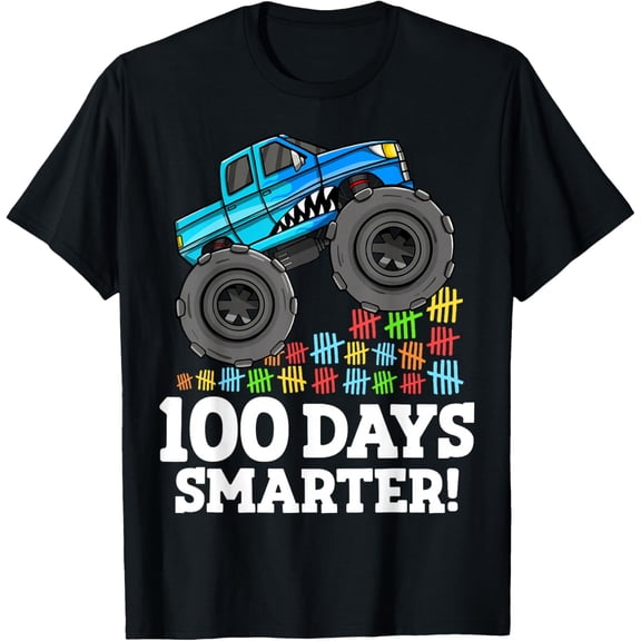 100 Days of School Monster Truck 100th Day of School T-Shirt tee