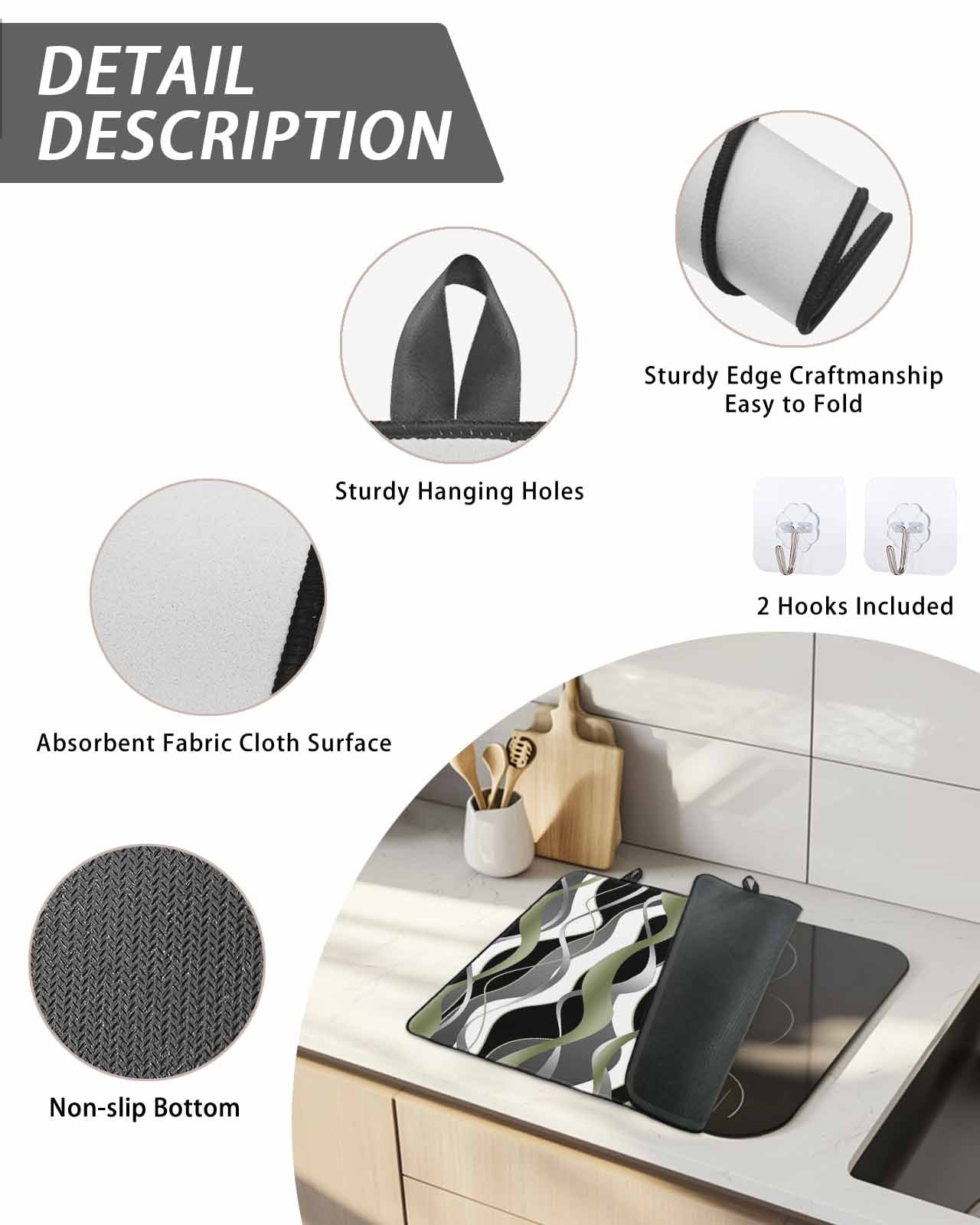 Stove Top Covers for Electric Stove, Sage Green Stripe Glass Stovetop Cover Protector, Grey White Geometric Modern Abstract Induction Cooktop Protector Oven Mat for Kitchen Countertop 24"x21"