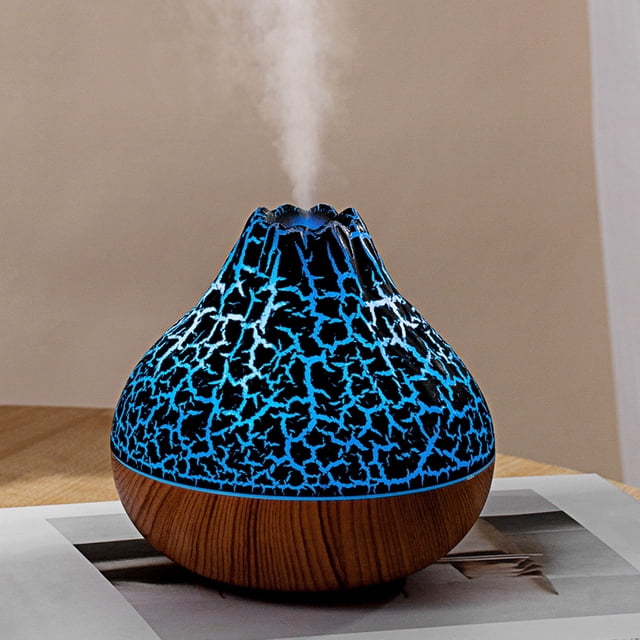 Zenithome Wood Grain Volcano Humidifier for Home Bedroom Office, 300ml, 4.4 * 4.6in, 3 Uses, 2.2W, 7 - Color Light, Silent