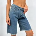 thumbnail image 6 of LWavelet Women Denim Bermuda Shorts High Waisted Frayed Hem Loose Fit Casual Summer Blue XL, 6 of 6