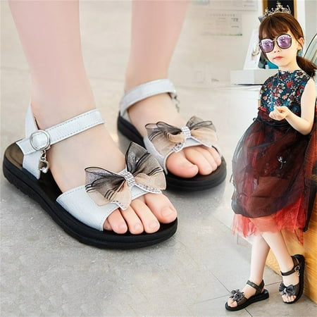 

Aayomet Baby Kids Sandals Shoes Bowknot Non-Slip Beach Toddler Girls Sandals Girl s shoes Little Girls Dress Sandals Silver 1 M Big Kids