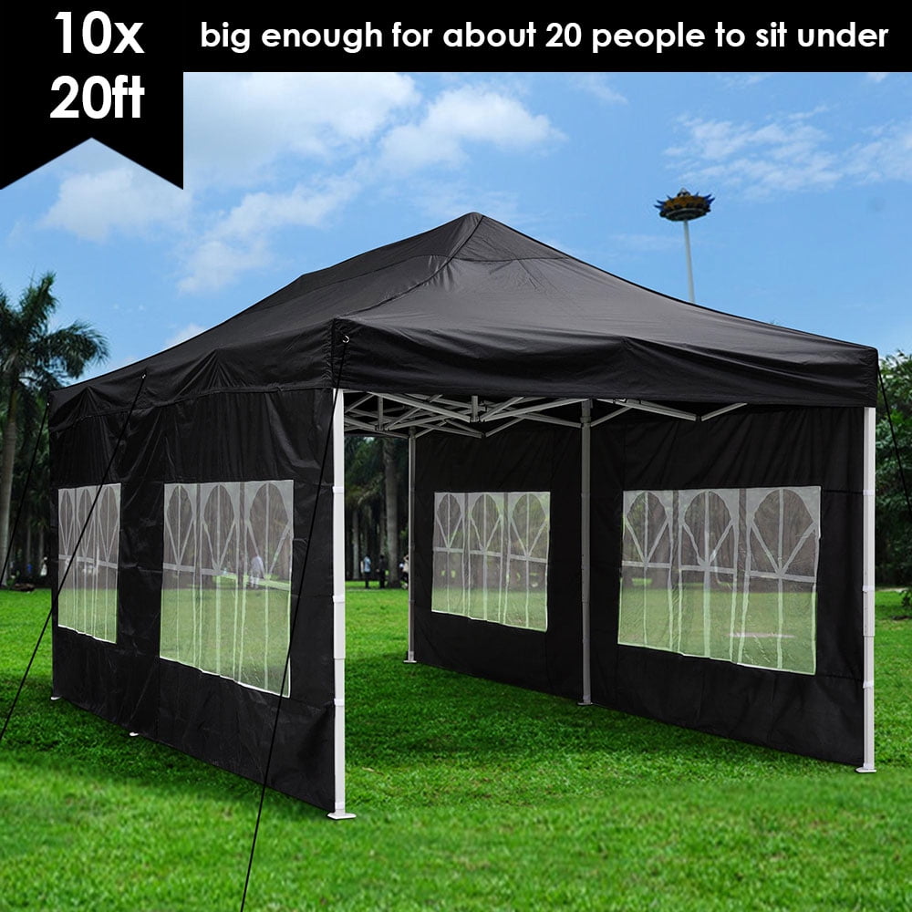 10X20' Outdoor EZ Pop Up Tent Folding Gazebo Wedding Party Canopy W/ 6Sides 