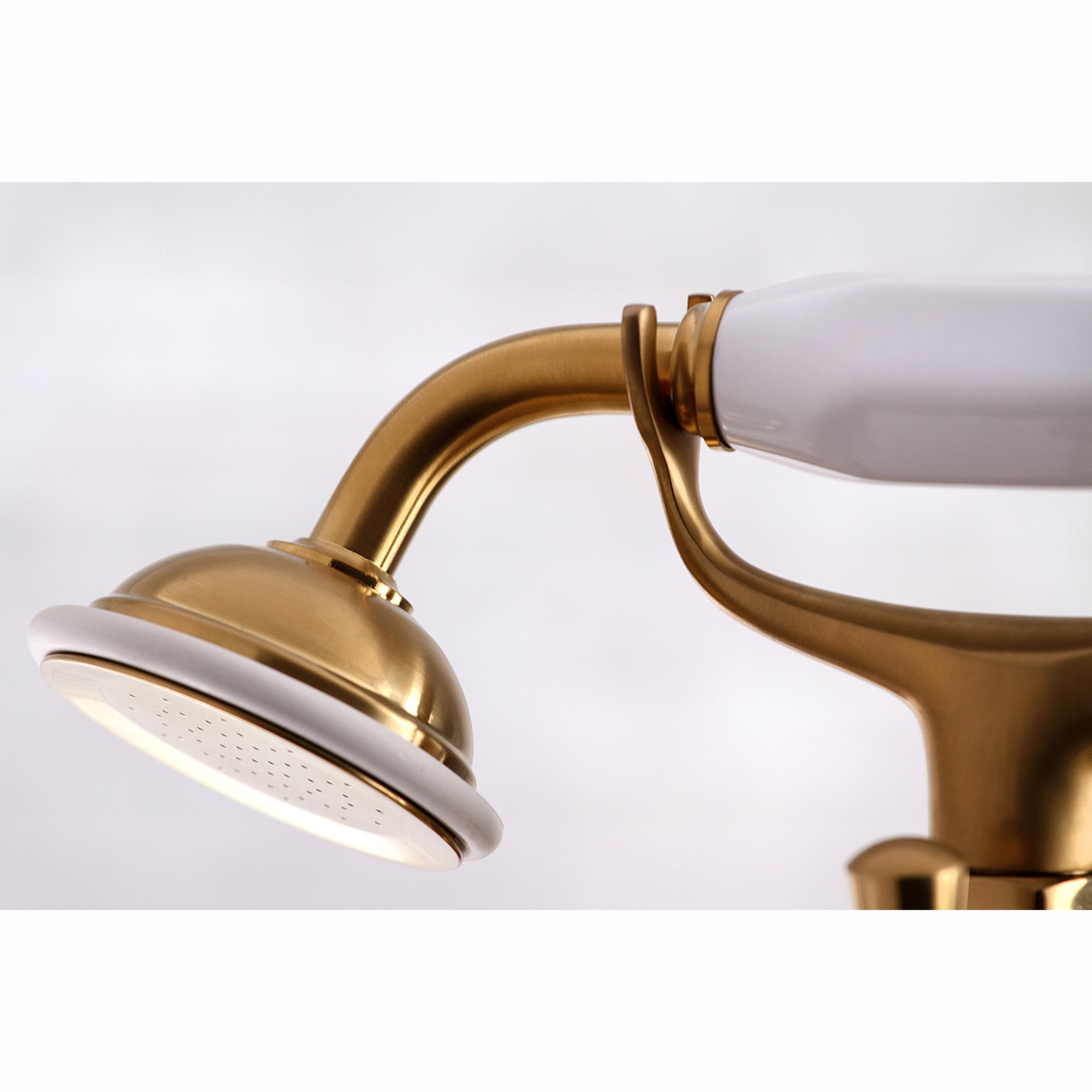 Kingston Brass KS268SB Kingston 7" Center Deck-Mount Clawfoot Tub Faucet with Hand Shower, Brushed Brass