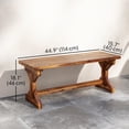 thumbnail image 3 of Outdoor Wooden Bench, 2-Person Rustic Patio Garden Bench Seat, Backless Outdoor Loveseat with Farmhouse X-Shaped Base for Porch, Park, Carbonized, 3 of 9