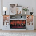 thumbnail image 2 of Redayfur 70" Electric Fireplace TV Stand for TVs Up To 70'', Farmhouse Entertainment ,With Storage Cabinet LED and Charging Station,Whitewash, 2 of 15