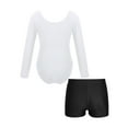 thumbnail image 2 of Doomiva Kids Girls Dance Ballet Gymnastic Outfits Long Sleeve Leotard Biketard with Shorts White&Black 3, 2 of 5