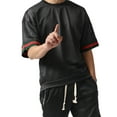 thumbnail image 2 of Ma Croix Mens Mesh Shirt Short Sleeve T-Shirt Urban Fashion Hip Hop Crew Neck Tee Sports Activewear, 2 of 5