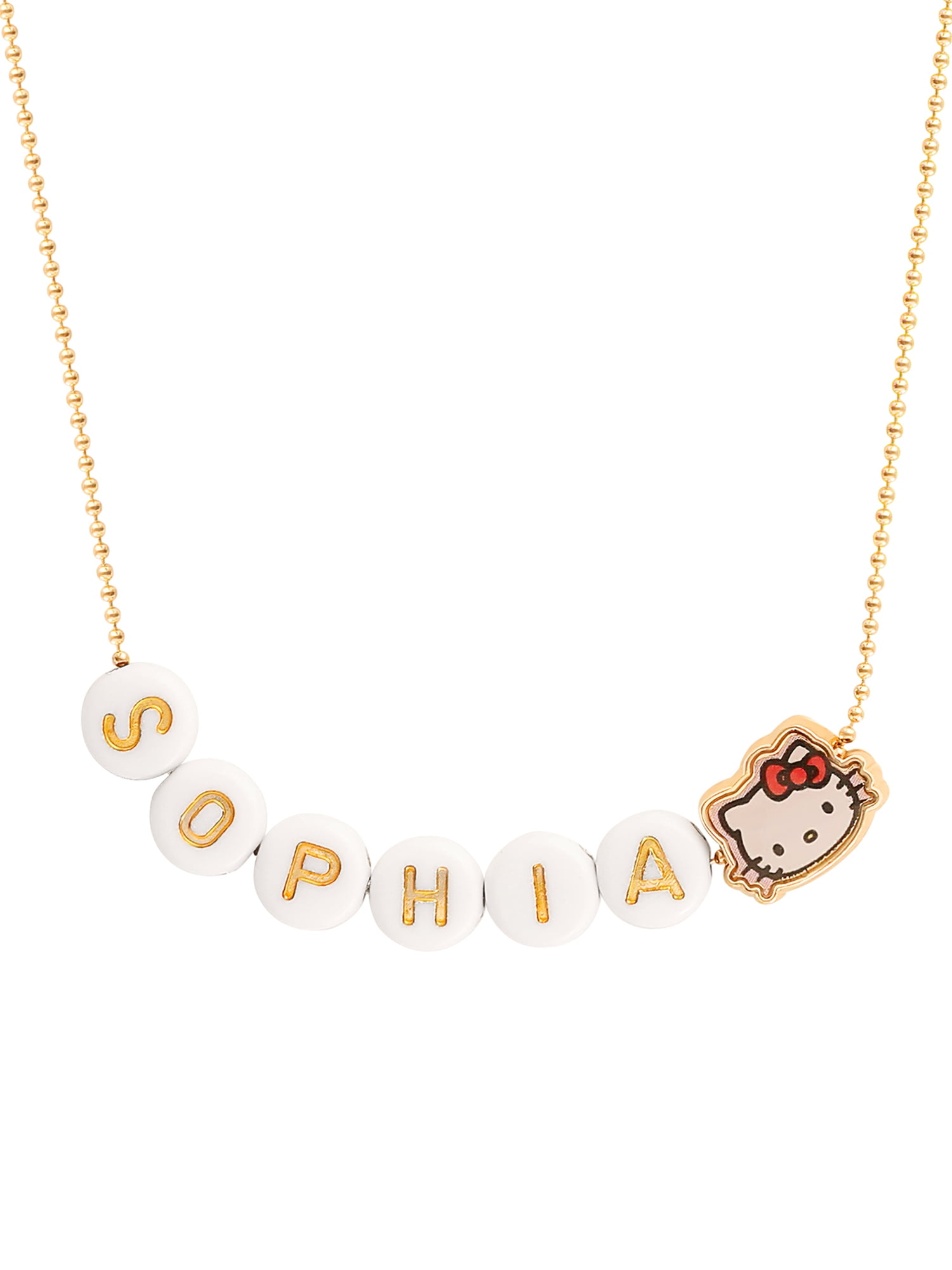 Sanrio Hello Kitty Girl's/Tween Personalized Necklace, 16" with 55 Letter Beads