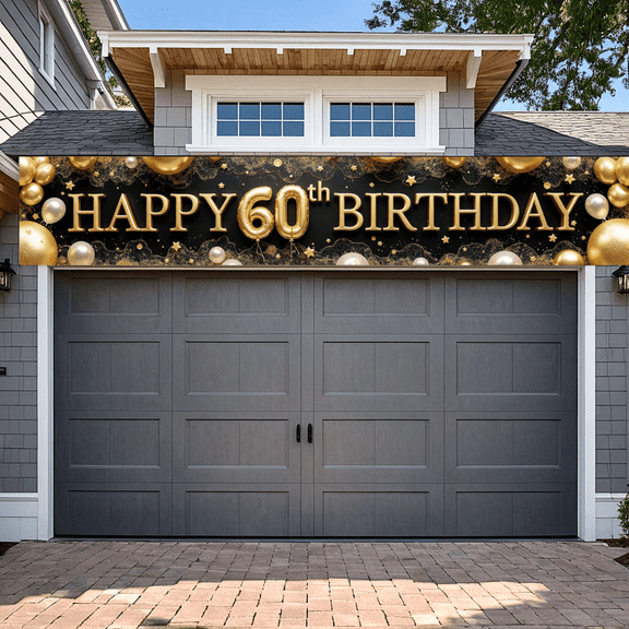 Golden Theme Banner Decorative Balloons 60th Celebration Design for Birthday Party Indoor Decoration Event Celebration