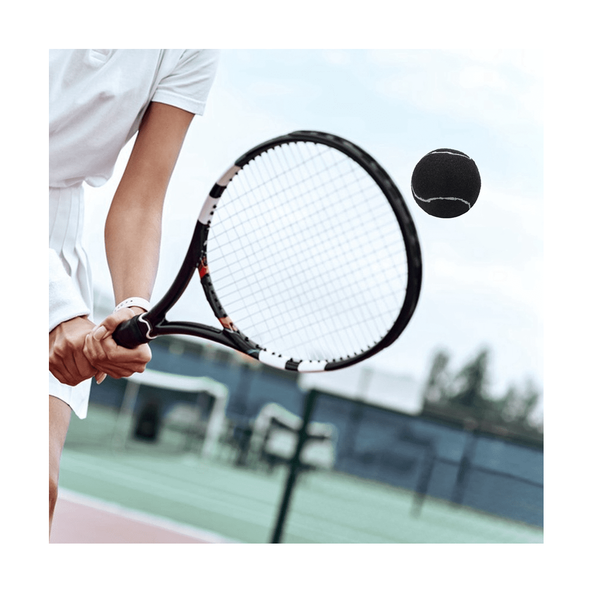 24Pcs Pack Tennis Balls Wear- Elastic Training Balls 66mm Ladies Beginners Practice Tennis ,Black