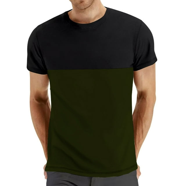 Styesk T-Shirts pour Homme Été T-Shirts Décontractés à Manches Courtes Col Rond à Blocs de Couleur Sport Haut/chemise à Manches Courtes Col Rond