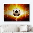thumbnail image 2 of wall26 Canvas Print Wall Art Blazing Fire Vibrant Soccer Ball World Cup Boys Room Decor Sports Fitness Photography Realism Decorative Scenic Multicolor for Living Room, Bedroom, Office - 12"x18&, 2 of 5