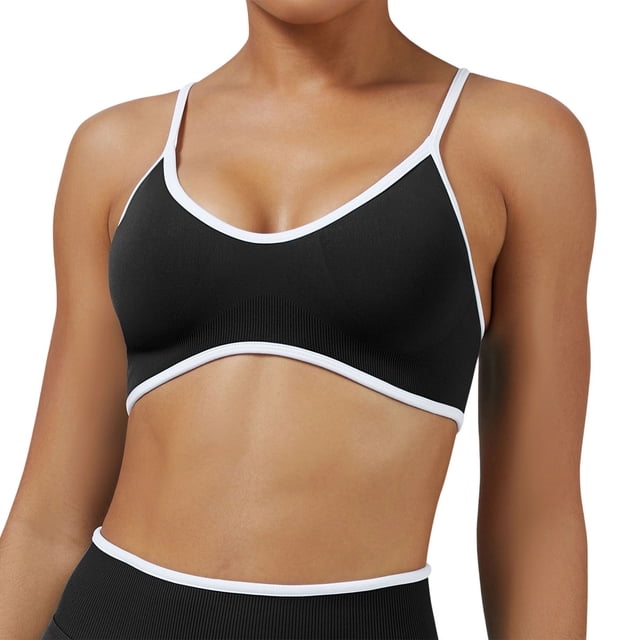 Arlun,Sports Bras for Women Wireless High Support Seamless Bralettes Full Coverage No Underwire Color Block Workout Bra for Running Exercise Yoga Gym Fitness Training Black XS