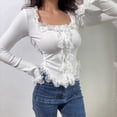 thumbnail image 4 of Blusa Corta con Volantes y Botones de Larga Acampanada para Mujer L, 4 of 6