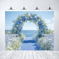 thumbnail image 4 of Wedding Arch Flower Backdrop Blue and White Flower Arch Seaside Wedding Outdoor Decorations Bridal Shower Photography Background Birthday Wedding Party Decor Banner, 4 of 4