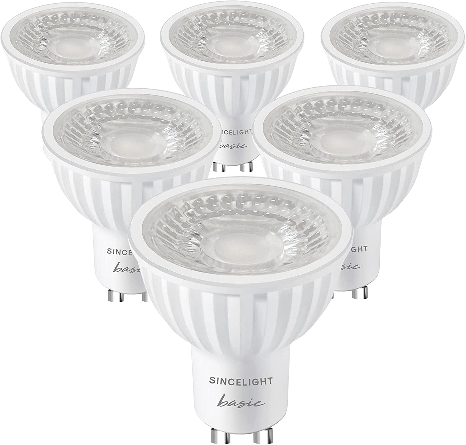 GU10 LED Light 38° Reflector, 6W, RA≈92, Cool White 6000K, Non-Dimmable, 550 Lumens Equivalent to 50W Halogen, Pack of 6 - Walmart.com
