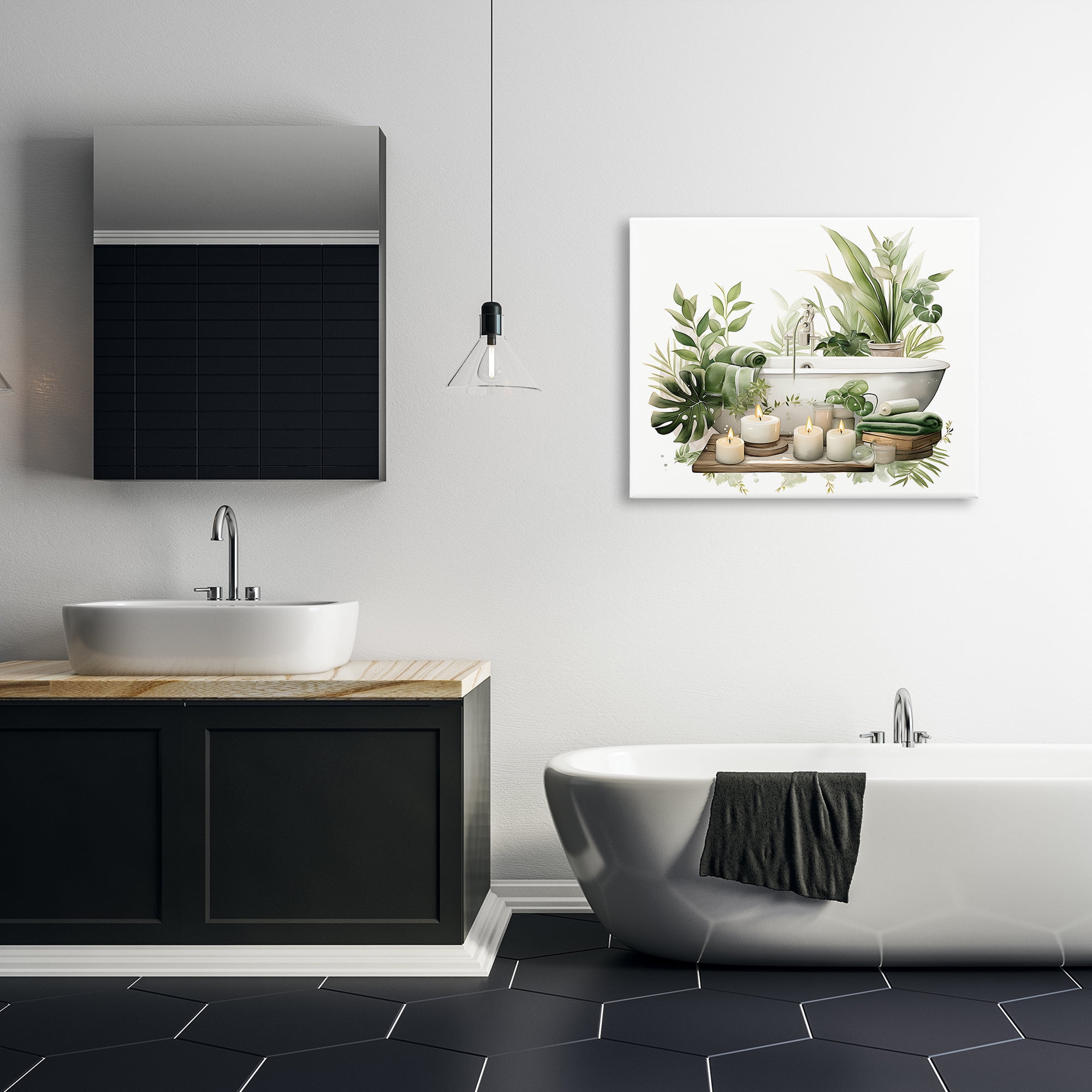 Tropical Zen Bathtub Canvas Wall Art, design by Lettered and Lined