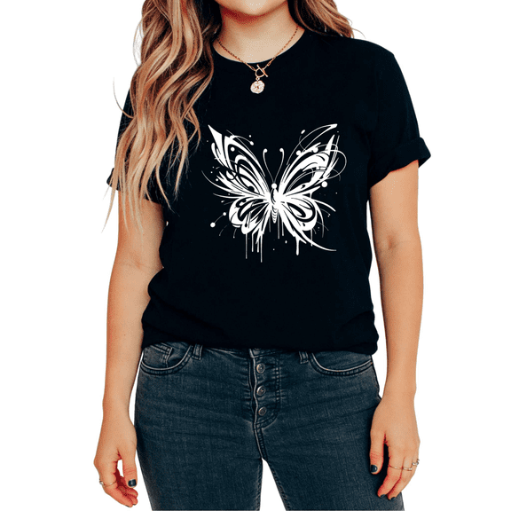 UNISHE Women's Tribal Butterfly Graphic Tops Short Sleeve T-Shirt Flattering Fit Versatile Tees