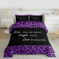 thumbnail image 2 of jejeloiu Purple Black Queen Comforter Set,Inspirational Quote Bedding Sets,Leopard Cheetah Print Bedding Comforter Set For Teens,Super Cozy Room Decor Reversible,3-Piece, 2 of 8