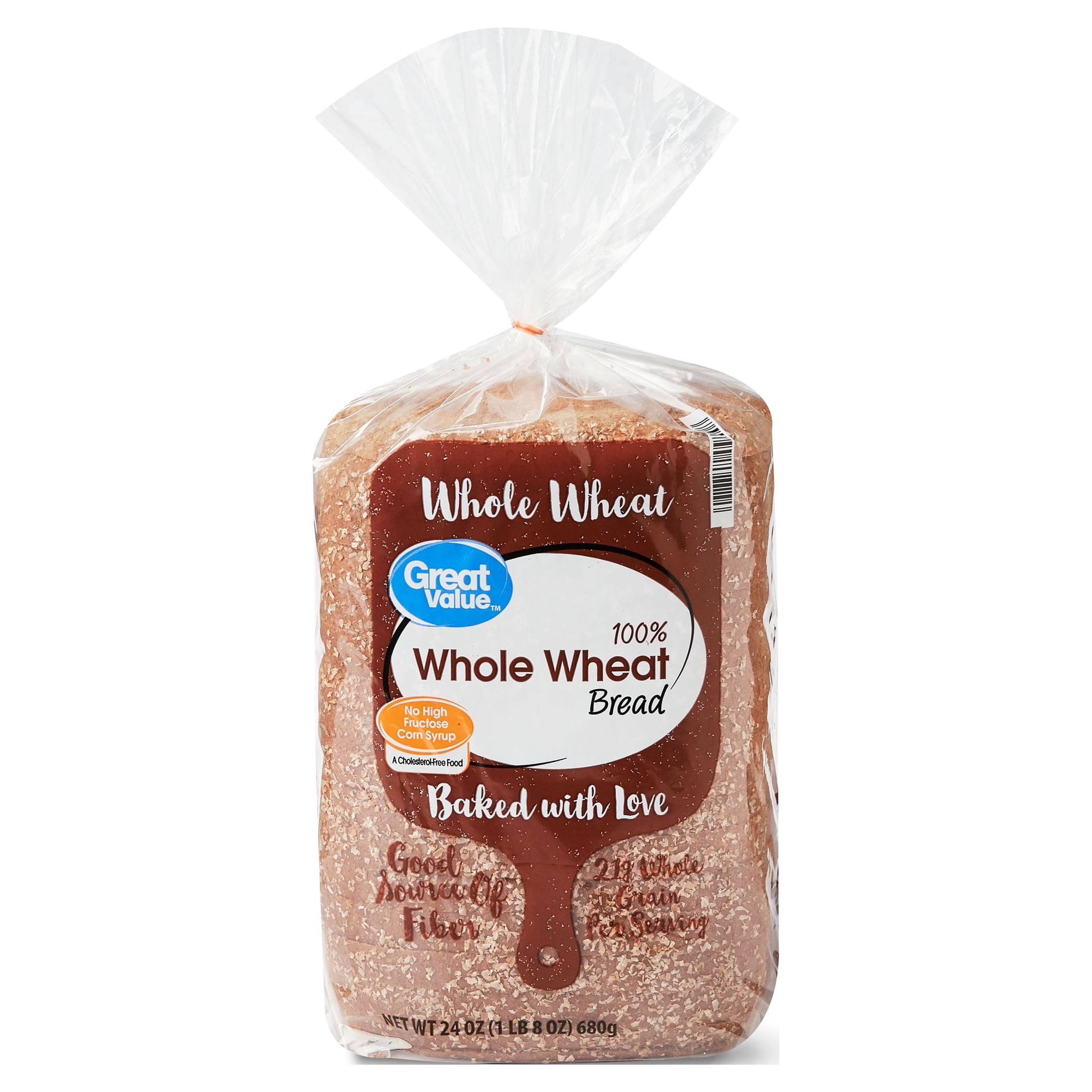 Great Value 100% Whole Wheat Bread Loaf, 24 oz