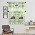 thumbnail image 3 of Kitchen Window Curtains Valance and Tier Set, Easter Green Truck with Gnomes on Wood Plank Rod Pocket Tier Curtain Valance Set, Buffalo Plaid Light Filtering Cafe Curtains for Bedroom Living Room, 3 of 9