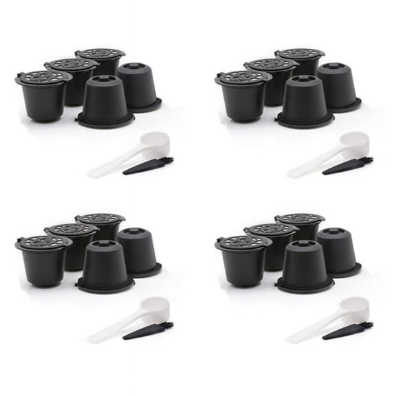 20 Reusable Capsules Refillable Coffee Capsule Filter with Coffee Machines with Coffee Spoon Brush