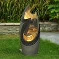 thumbnail image 2 of LuxenHome Resin Modern Tiered Patio Fountain with LED Lights, 2 of 9