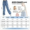 thumbnail image 6 of Rolanko Girls Jeans Denim Elastic Wasit Wide Leg Baggy Pants Kids Clothes 6-14 Years, 6 of 6