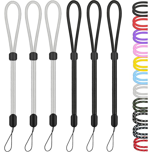 shiyou-Hand Wrist Strap Lanyard, 6 Pack 8 inch Adjustable Nylon Wristlet Straps Keychain String for Cell Phone Case Holder, AirPods Pro 2 2022, Camera, Key, GoPro, USB Drive, Ski Glove (Black+Gray)