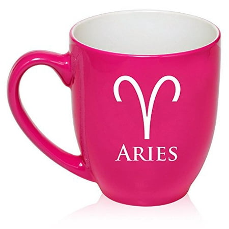 16 oz Large Bistro Mug Ceramic Coffee Tea Glass Cup Horoscope Zodiac Birth Sign Aries (Hot