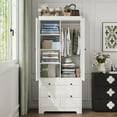thumbnail image 3 of 71"H Wooden Armoire Wardrobe Closet, 2 Doors Modular Closet Storage Cabinet Wardrobe Set with 3 Drawers, Shelves and Hanging Rod for Bedroom, 3 of 8