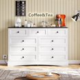 thumbnail image 6 of Aunfebrco 9 Drawers Dresser for Bedroom Farmhouse Chest of Drawers with Charging Station for Living Room Closet, White&Black, 6 of 10