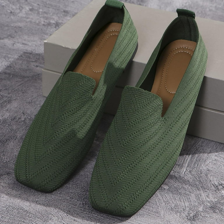 Tao Tao Women's Ballet Flat Shoes Dress Shoes Knit Round Toe Slip On  Ballerina Walking Flats Shoes for Woman Low Wedge Casual Olive Green 39 -  Walmart.com