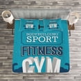 thumbnail image 3 of Ambesonne Fitness Quilted Bedspread Set 3 Pcs, Fit Life Bodybuilding, King Size, Blue Dark Blue White, 3 of 3
