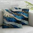 thumbnail image 3 of PRATYUS   Navy Blue Throw Pillow Covers, Gold Teal Abstract Marble Throw Pillows Cover, Turquoise Modern Seasonal Pillowcases Decor Gifts for Bed Couch Sofa Living Room White, 3 of 5