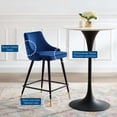 thumbnail image 5 of Counter Stool Chair, Set of 2, Velvet, Blue Navy, Modern Contemporary Urban Design, Bar Pub Cafe Bistro Hotel Restaurant Hospitality, 5 of 9